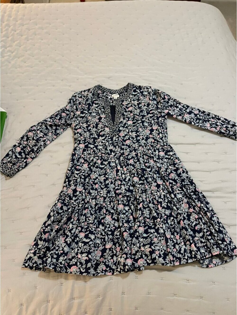 NWOT XS J Crew V-Neck Ruffle Mini Dress in Floral Fields Print Long Sleeve - Picture 2 of 9